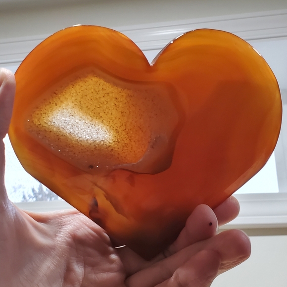 Large Carnelian Crystal Heart With Druzy - Picture 12 of 12